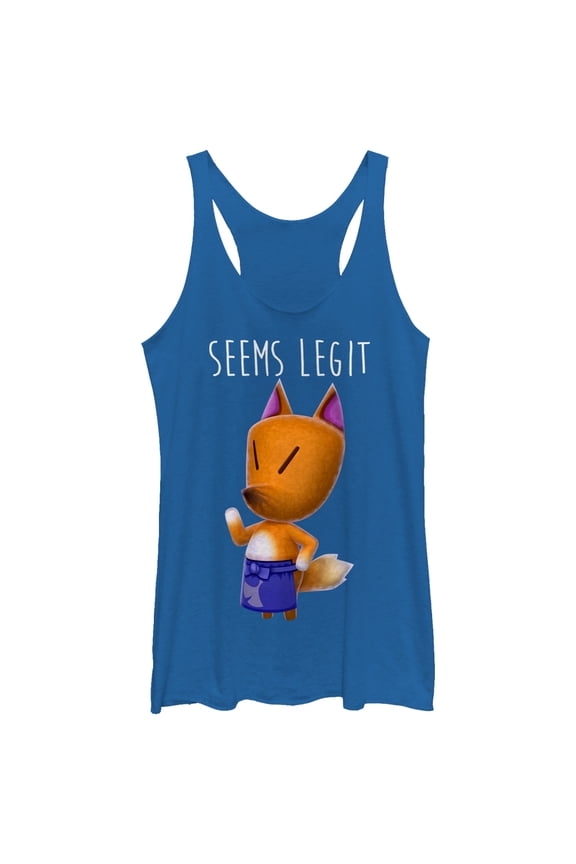 Women's Nintendo Animal Crossingd the Fox Seems Legit Racerback Tank Top Royal Blue Heather X Large