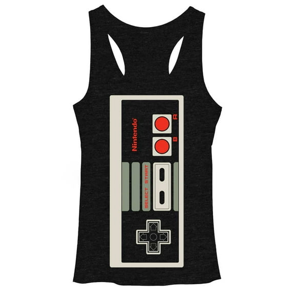 Women's Nintendo Big NES Controller  Racerback Tank Top Black Heather Small
