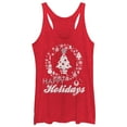 thumbnail image 1 of Women's Nintendo Christmas Happy Holidays Tree  Racerback Tank Top Red Heather Small, 1 of 3
