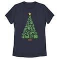 thumbnail image 1 of Women's Nintendo Christmas Tree Mosaic  Graphic Tee Navy Blue Large, 1 of 4