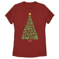 thumbnail image 1 of Women's Nintendo Christmas Tree Mosaic Graphic Tee Red Small, 1 of 3