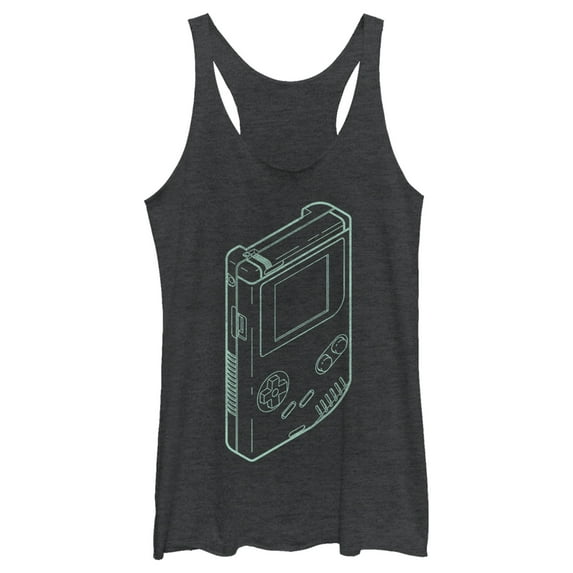 Women's Nintendo Diagram Game Boy Racerback Tank Top Black Heather Small