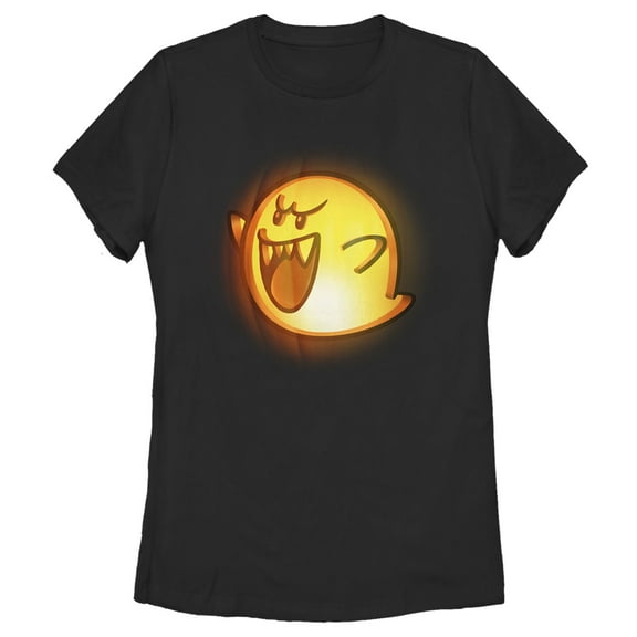 Women's Nintendo Halloween Boo Pumpkin  Graphic Tee Black Medium