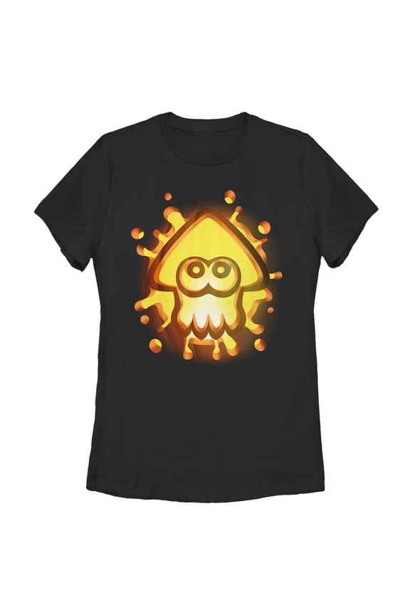 Women's Nintendo Halloween Splatoon Pumpkin Graphic Tee Black Small