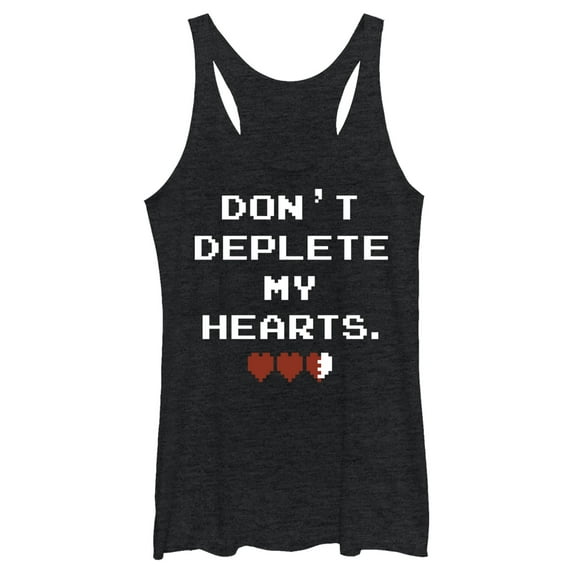 Women's Nintendo Legend of Zelda Deplete My Hearts Racerback Tank Top Black Heather Small