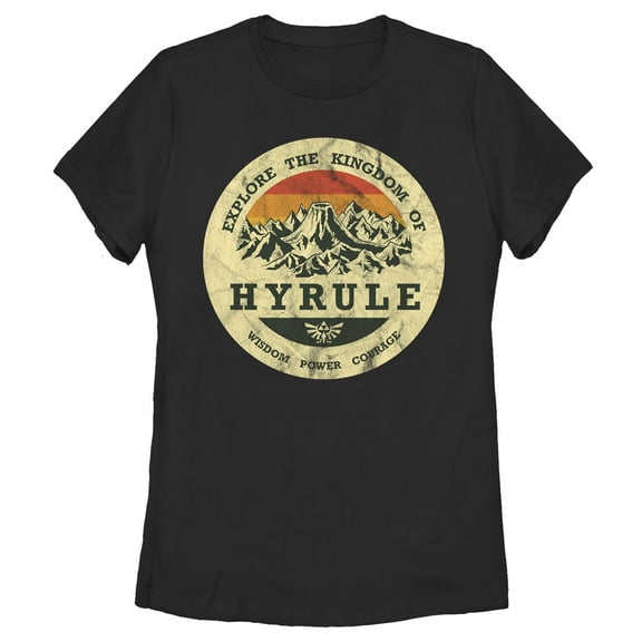 Women's Nintendo Legend of Zelda Explore Hyrule  Graphic Tee Black Large