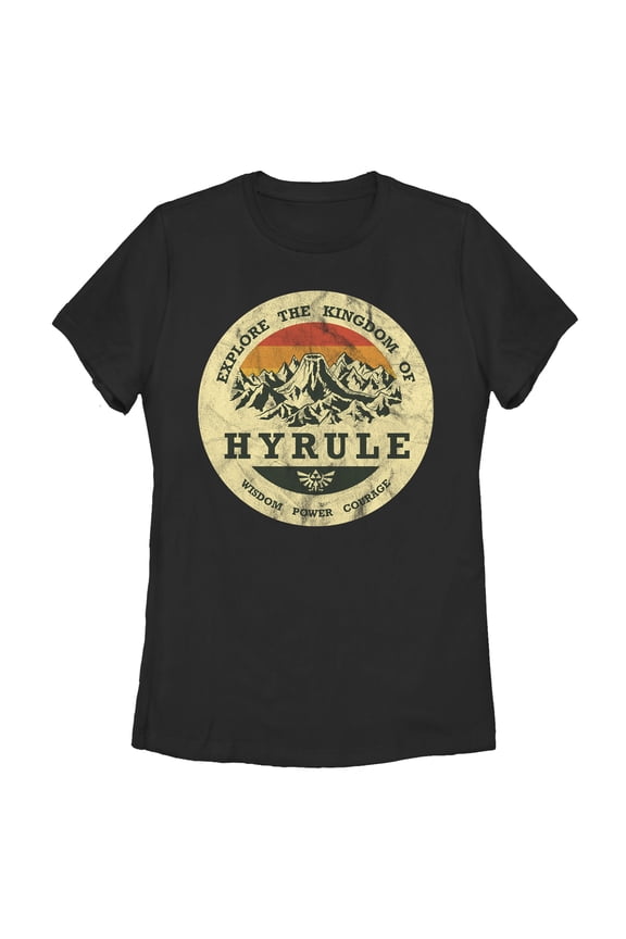 Women's Nintendo Legend of Zelda Explore Hyrule Graphic Tee Black Medium