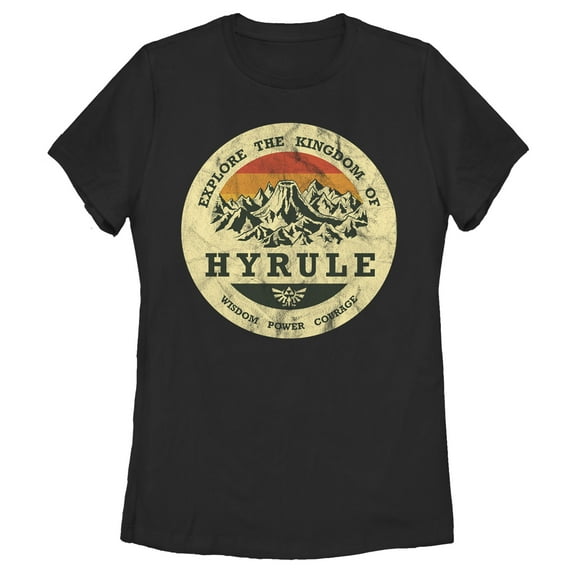 Women's Nintendo Legend of Zelda Explore Hyrule Graphic Tee Black X Large