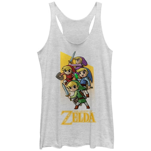 Women's Nintendo Legend of Zelda Four Sword Link  Racerback Tank Top White Heather Medium