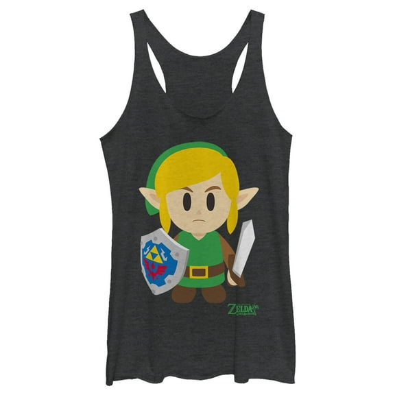 Women's Nintendo Legend of Zelda Link's Awakening Avatar Racerback Tank Top Black Heather 2X Large