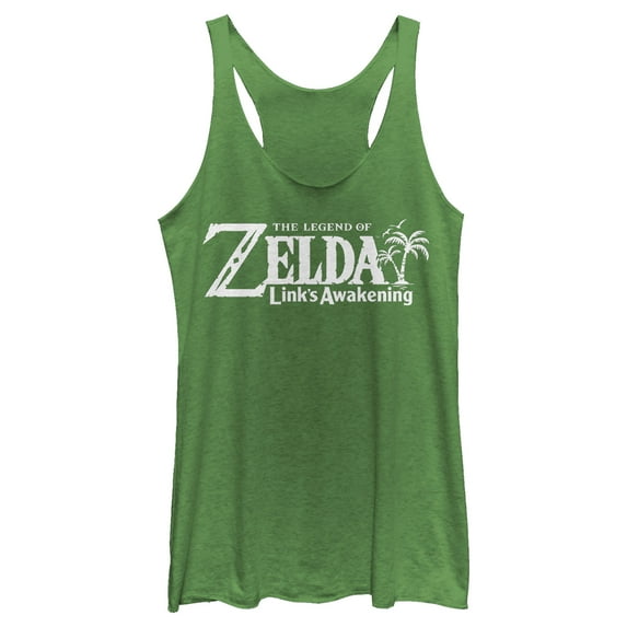 Women's Nintendo Legend of Zelda Link's Awakening Classic Logo Racerback Tank Top Envy Green Small
