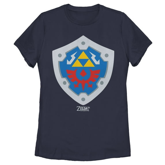 Women's Nintendo Legend of Zelda Link's Awakening Hylian Shield Graphic Tee Navy Blue X Large