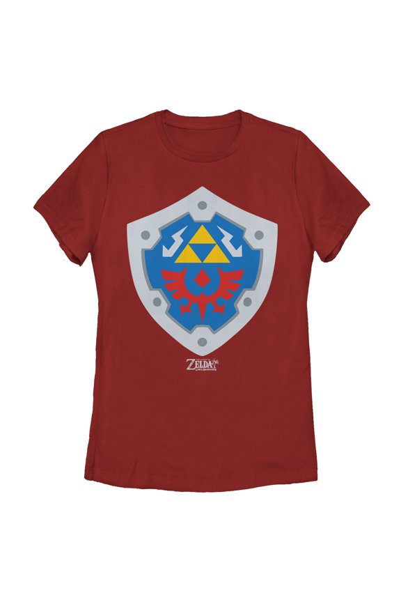 Women's Nintendo Legend of Zelda Link's Awakening Hylian Shield  Graphic Tee Red X Large