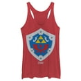 thumbnail image 1 of Women's Nintendo Legend of Zelda Link's Awakening Hylian Shield Racerback Tank Top Red Heather X Small, 1 of 3
