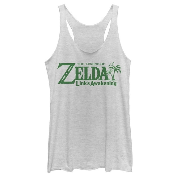 Women's Nintendo Legend of Zelda Link's Awakening Palm Logo Racerback Tank Top White Heather Medium