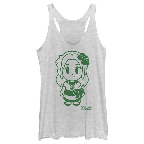 Women's Nintendo Legend of Zelda Link's Awakening Sleek Marin Avatar Racerback Tank Top White Heather Medium