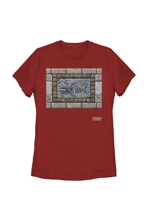 Women's Nintendo Legend of Zelda Link's Awakening Whale Stone Tablet  Graphic Tee Red X Large