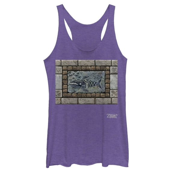 Women's Nintendo Legend of Zelda Link's Awakening Whale Stone Tablet Racerback Tank Top Purple Heather Medium