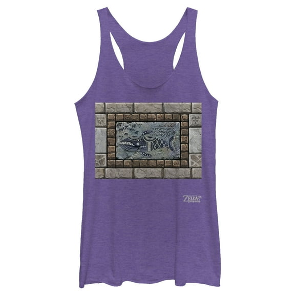 Women's Nintendo Legend of Zelda Link's Awakening Whale Stone Tablet Racerback Tank Top Purple Heather Small