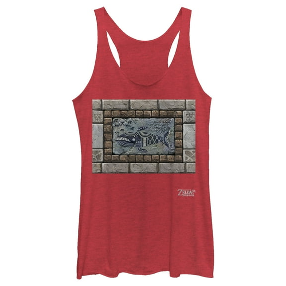 Women's Nintendo Legend of Zelda Link's Awakening Whale Stone Tablet Racerback Tank Top Red Heather Medium