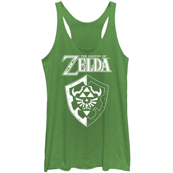 Women's Nintendo Legend of Zelda Shield  Racerback Tank Top Envy Green Small