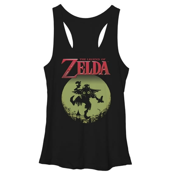 Women's Nintendo Legend of Zelda Skull Kid in the Moon  Racerback Tank Top Black Heather Small
