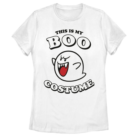 Women's Nintendo Mario Boo Costume Graphic Tee White 2X Large