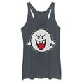 thumbnail image 1 of Women's Nintendo Mario Boo Ghost Racerback Tank Top Navy Blue Heather X Large, 1 of 3