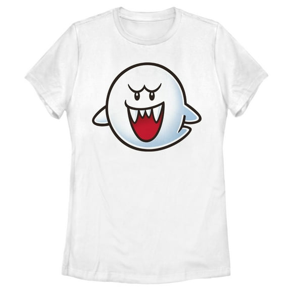 Women's Nintendo Mario Boo Ghost Smile  Graphic Tee White Small
