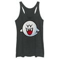 thumbnail image 1 of Women's Nintendo Mario Boo Ghost Smile  Racerback Tank Top Black Heather Large, 1 of 4