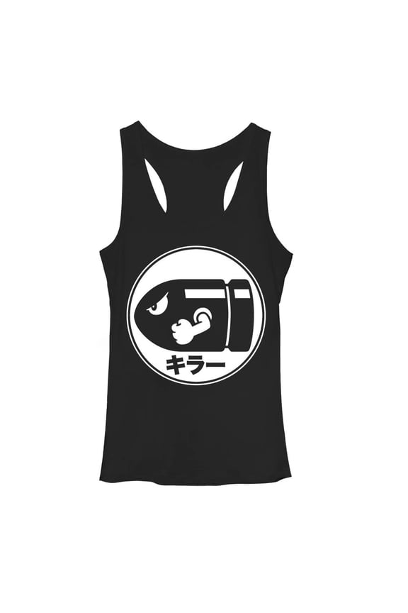 Women's Nintendo Mario Bullet Racerback Tank Top Black Heather Medium