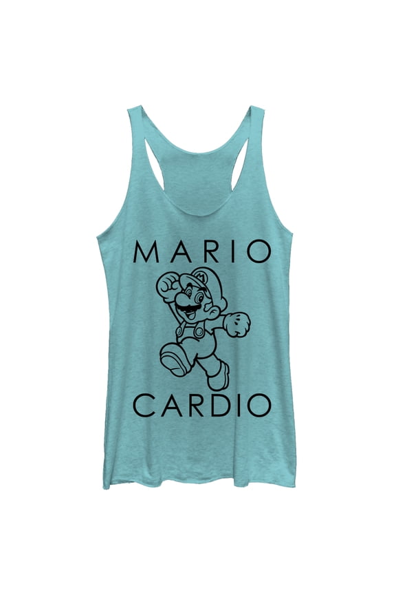 Women's Nintendo Mario Cardio Racerback Tank Top Tahiti Blue X Large