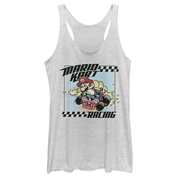 Women's Nintendo Mario Kart Racing Frame Racerback Tank Top White Heather Small