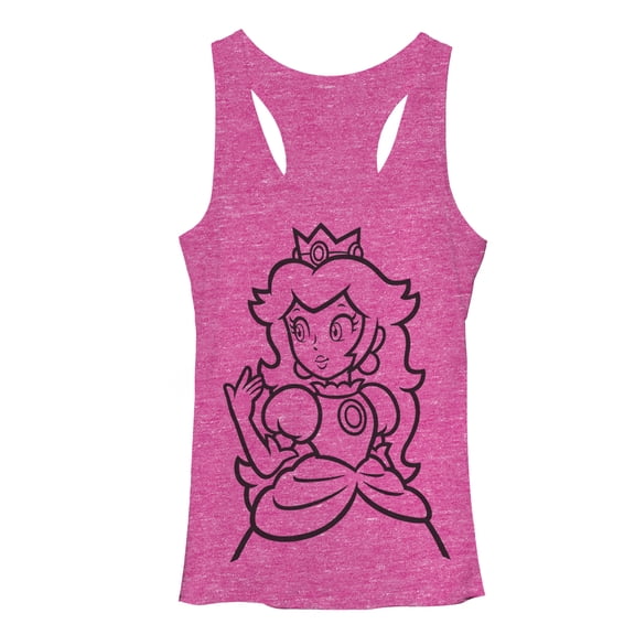 Women's Nintendo Mario Princess Peach Racerback Tank Top Pink Heather Medium