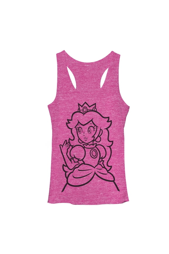 Women's Nintendo Mario Princess Peach Racerback Tank Top Pink Heather Medium