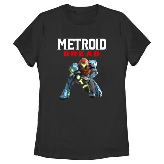 Women's Nintendo Metroid Dread Samus Stance  Graphic Tee Black Medium