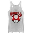 thumbnail image 1 of Women's Nintendo Power Up Mushroom  Racerback Tank Top White Heather Small, 1 of 3