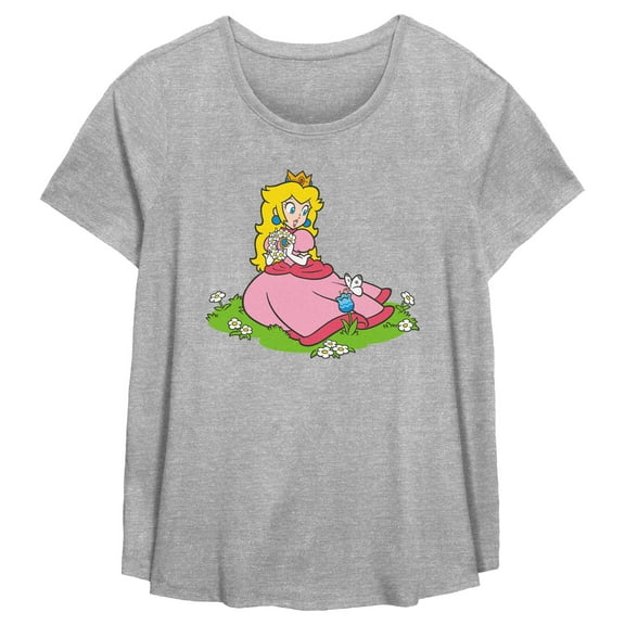 Women's Nintendo Princess Flower and Butterfly  Graphic T-Shirt