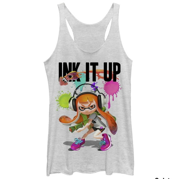 Women's Nintendo Splatoon Ink It Up Racerback Tank Top White Heather Medium
