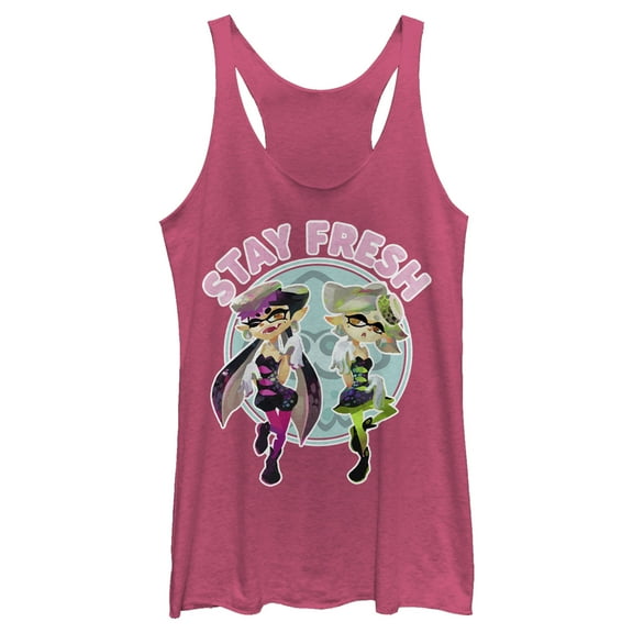 Women's Nintendo Splatoon Inklings Stay Fresh  Racerback Tank Top Pink Heather Medium