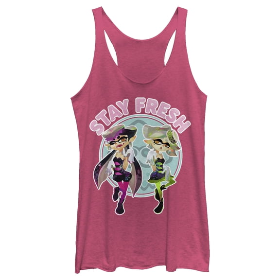 Women's Nintendo Splatoon Inklings Stay Fresh Racerback Tank Top Pink Heather Small