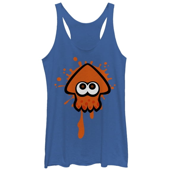 Women's Nintendo Splatoon Orange Inkling Squid Racerback Tank Top Royal Blue Heather Small