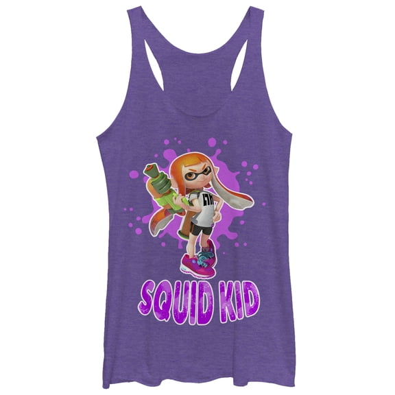 Women's Nintendo Splatoon Squid Kid Racerback Tank Top Purple Heather Small