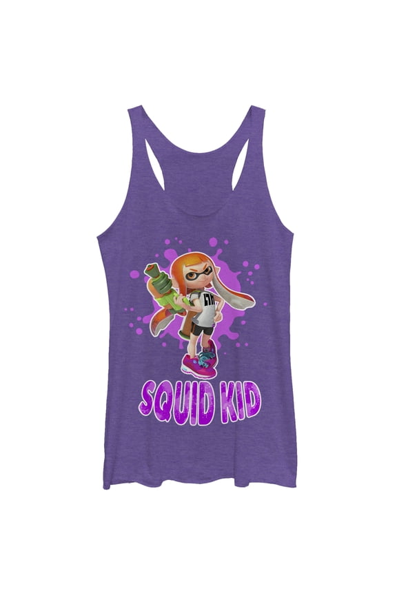 Women's Nintendo Splatoon Squid Kid Racerback Tank Top Purple Heather X Large