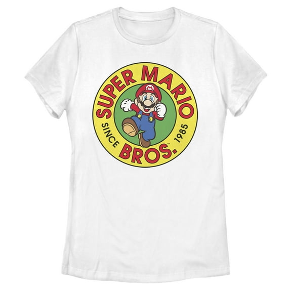 Women's Nintendo Super Mario Bros Since 1985 Badge Graphic Tee White Medium