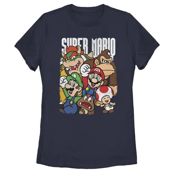 Women's Nintendo Super Mario Party  Graphic Tee Navy Blue Medium