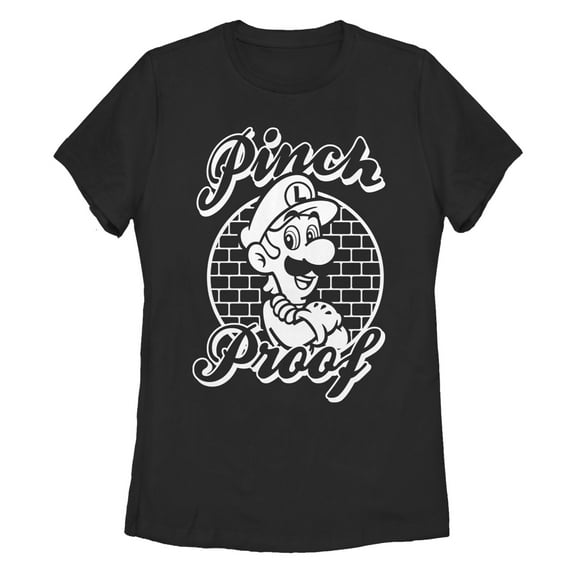 Women's Nintendo Super Mario St. Patrick's Day Pinch Proof Luigi Retro Graphic Tee Black 2X Large