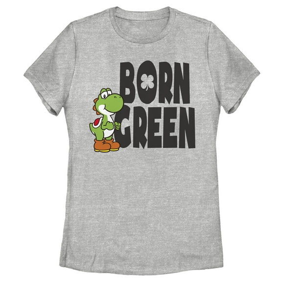 Women's Nintendo Super Mario Yoshi St. Patrick's Born  Graphic Tee Athletic Heather X Large