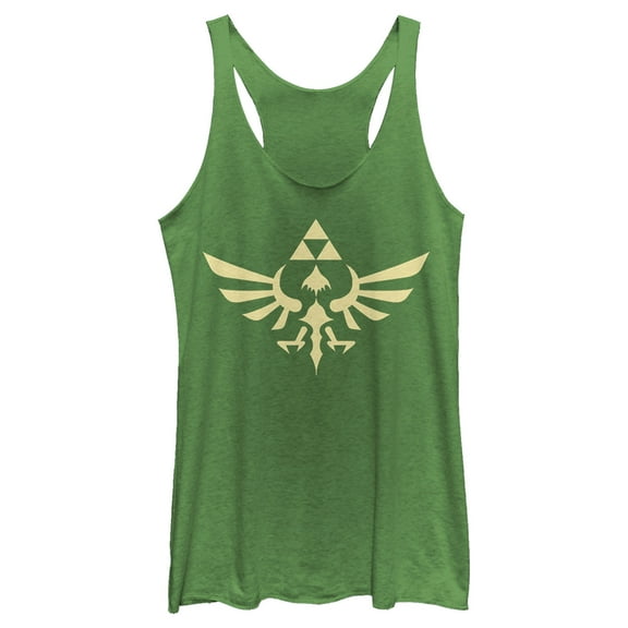 Women's Nintendo Triforce  Racerback Tank Top Envy Green Large