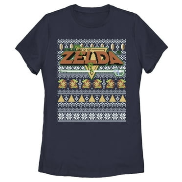 Women's Nintendo Ugly Christmas Legend of Zelda  Graphic Tee Navy Blue Medium